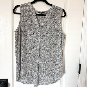 NYDJ Los Angeles Women's Sleeveless V-Neck Polka Dot Blouse Size Small